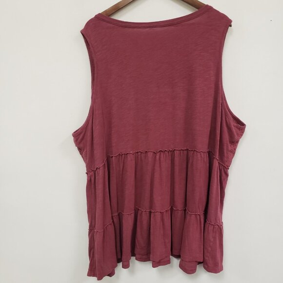 Torrid Womens Sleeveless Eyelet Babydoll Top Size 6X Red Boho Stretch Island - Picture 2 of 9